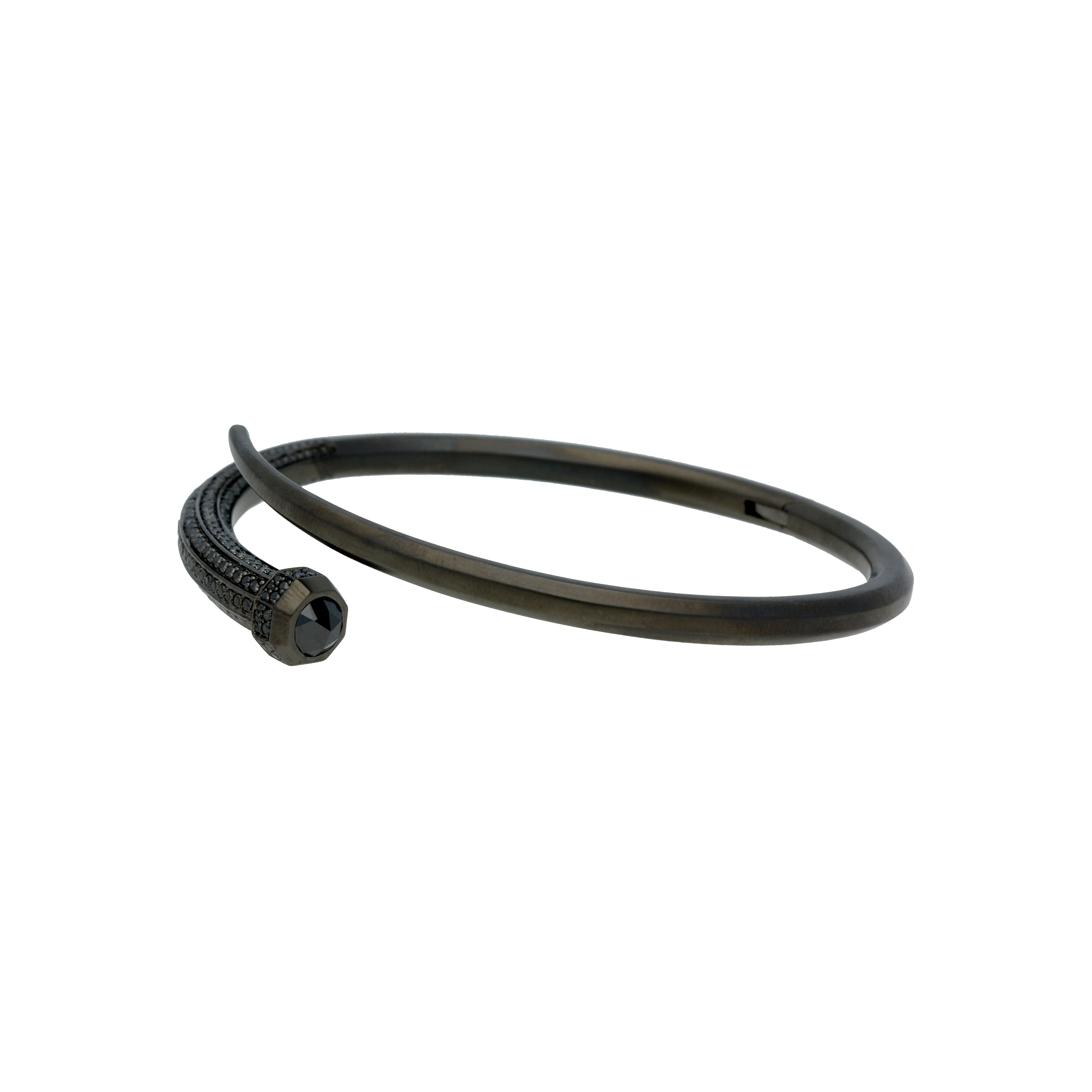 Bartorelli Italian Jewels | BRACCIALE OCTAGON CHIODO IN ORO NERO SATINATO E DIAMANTI NERI - VB27692DKBW (3)