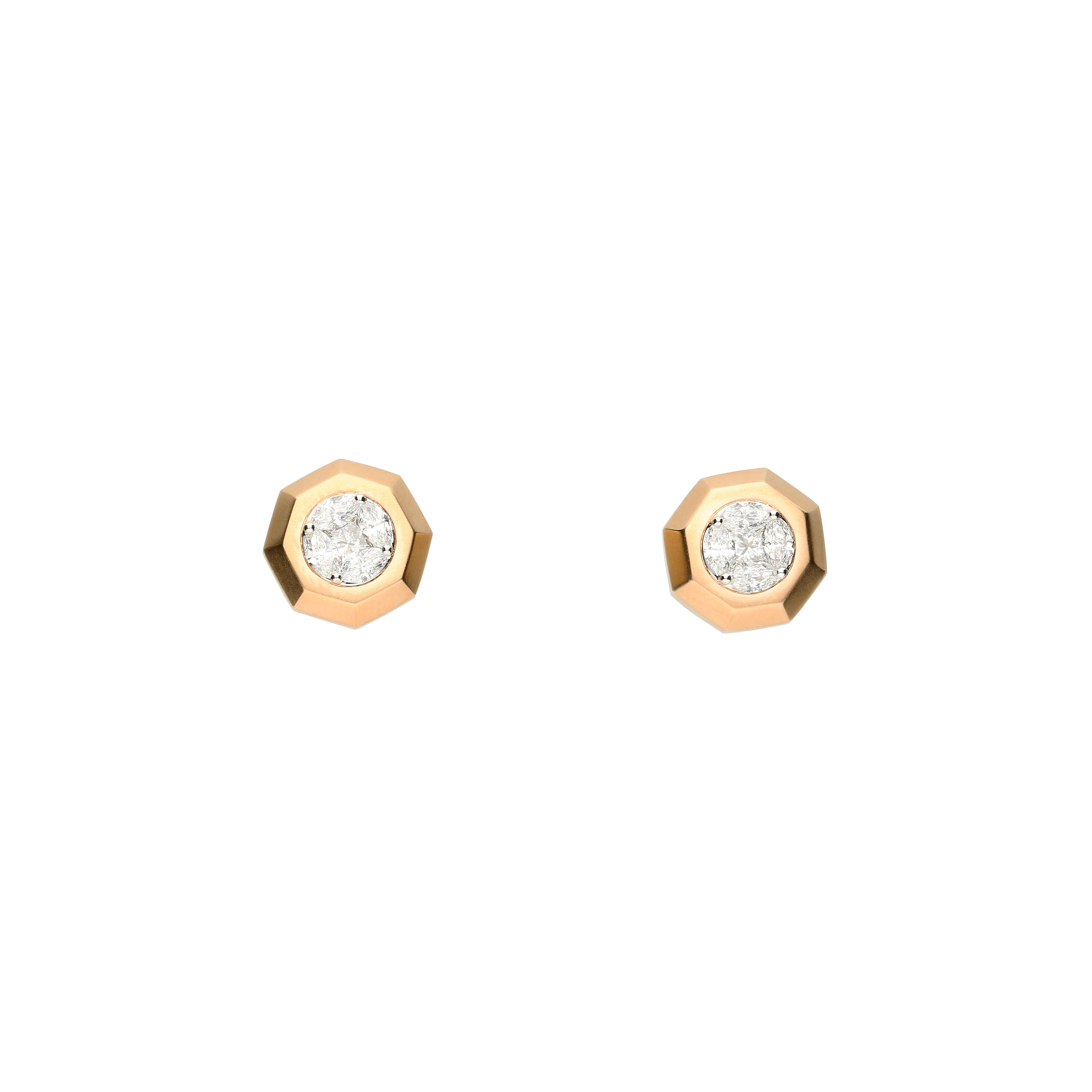 Bartorelli Italian Jewels | ORECCHINI OCTAGON IN ORO ROSA SATINATO E DIAMANTI BIANCHI - VE26830DPS (1)