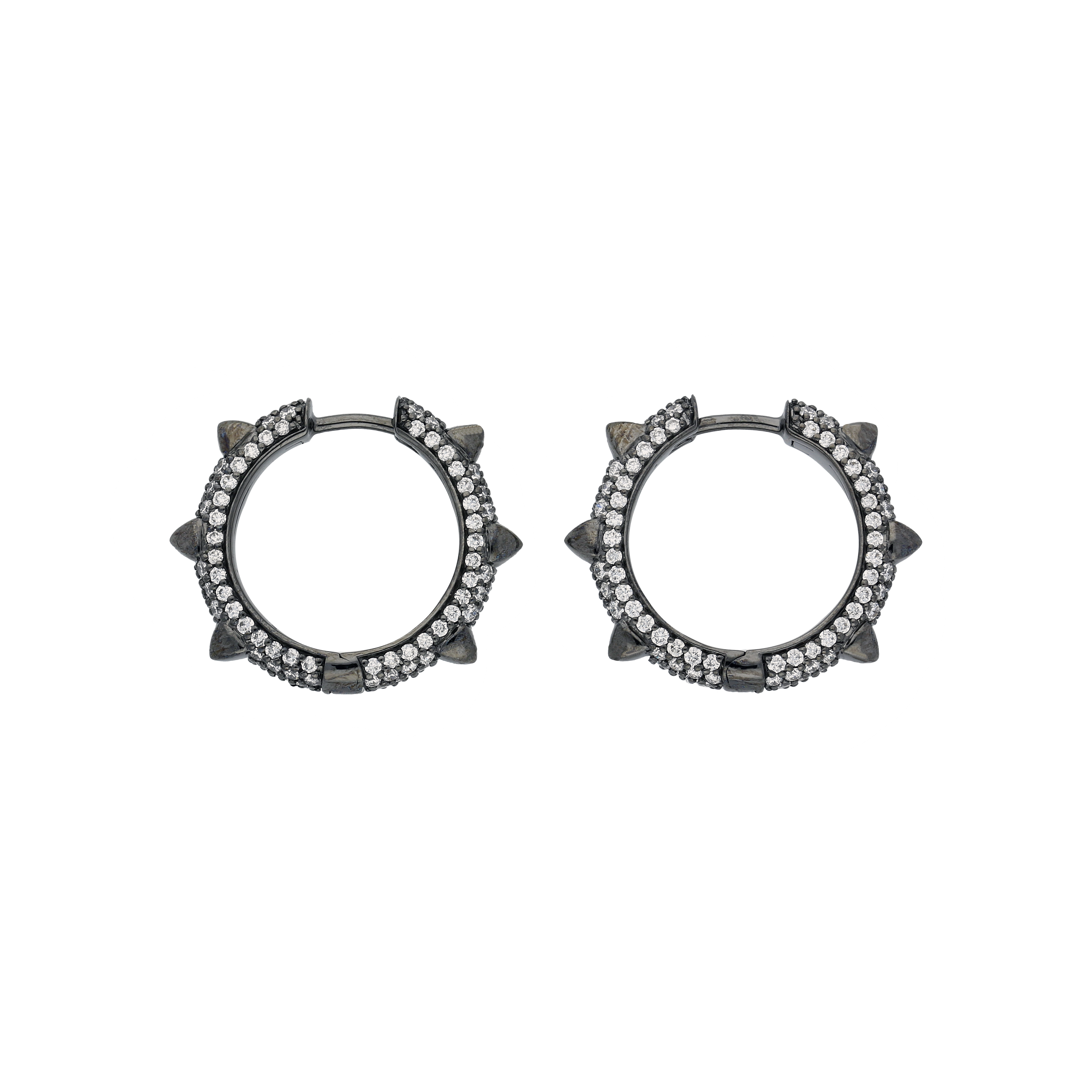Bartorelli Italian Jewels | ORECCHINI CERCHIO IN ORO NERO PAVE' DIAMANTI BIANCHI - VE27811DBW (2)