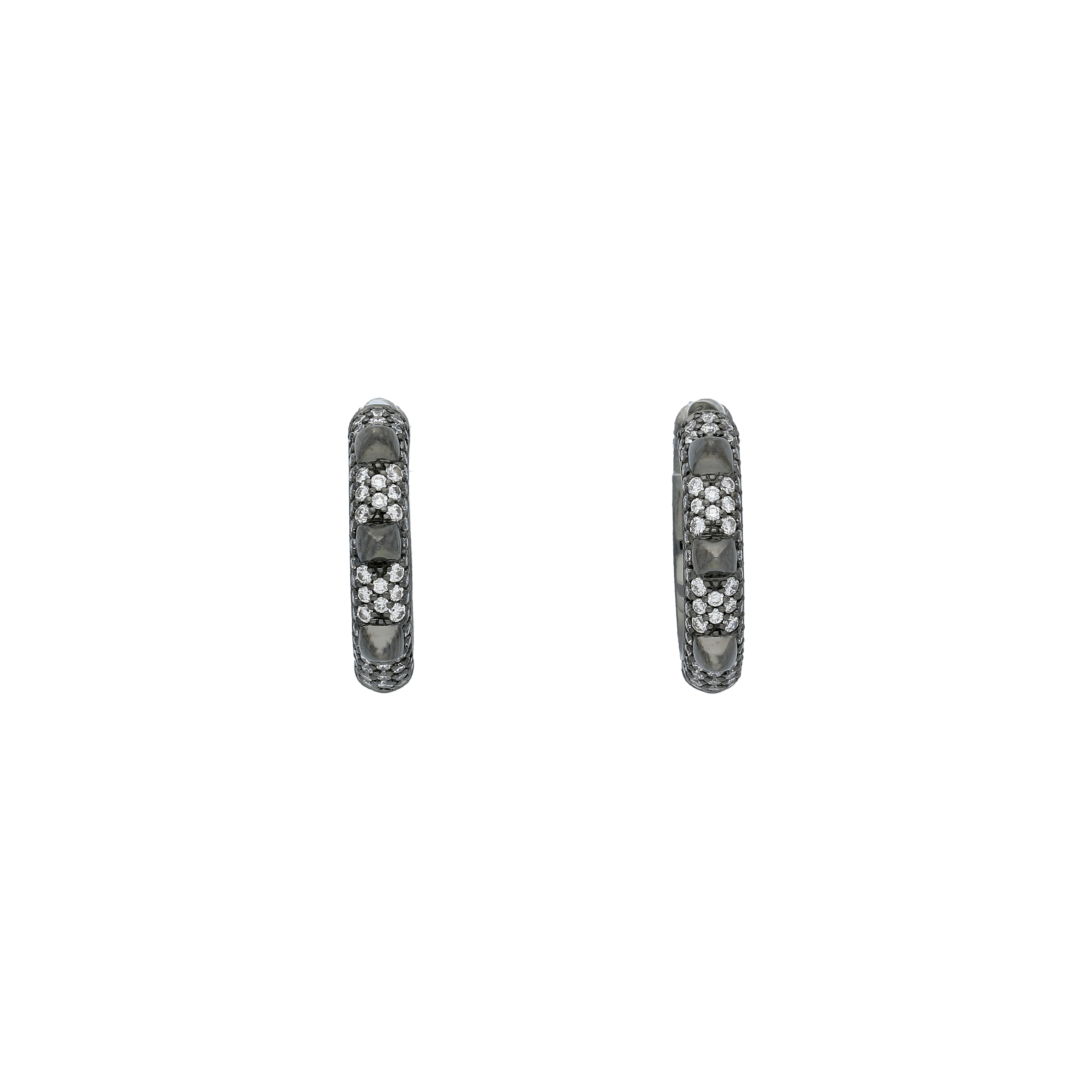 Bartorelli Italian Jewels | ORECCHINI CERCHIO IN ORO NERO PAVE' DIAMANTI BIANCHI - VE27811DBW (1)