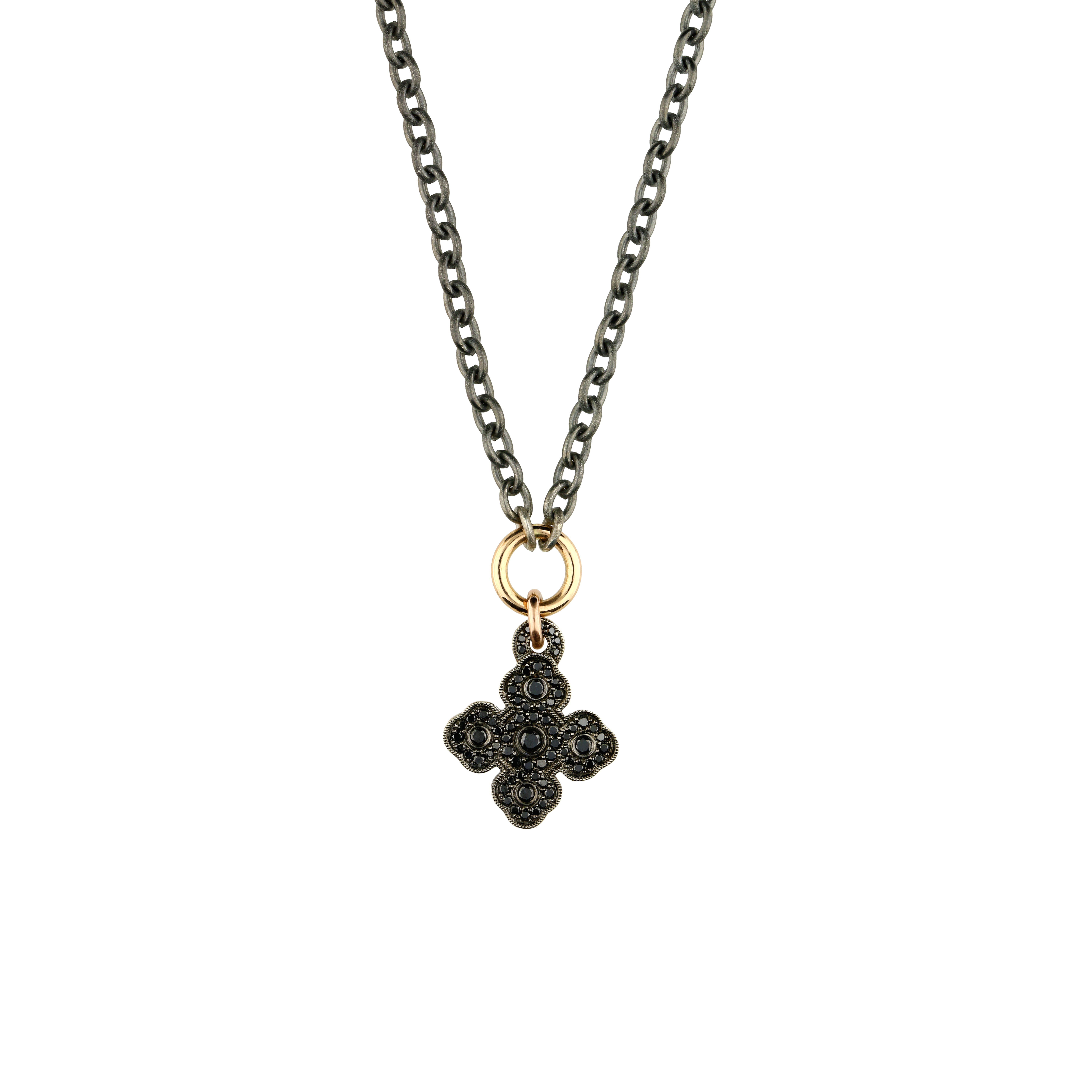 Bartorelli Italian Jewels | Collana con ciondolo croce in oro brunito e diamanti neri - VP25819DKX09 (1)