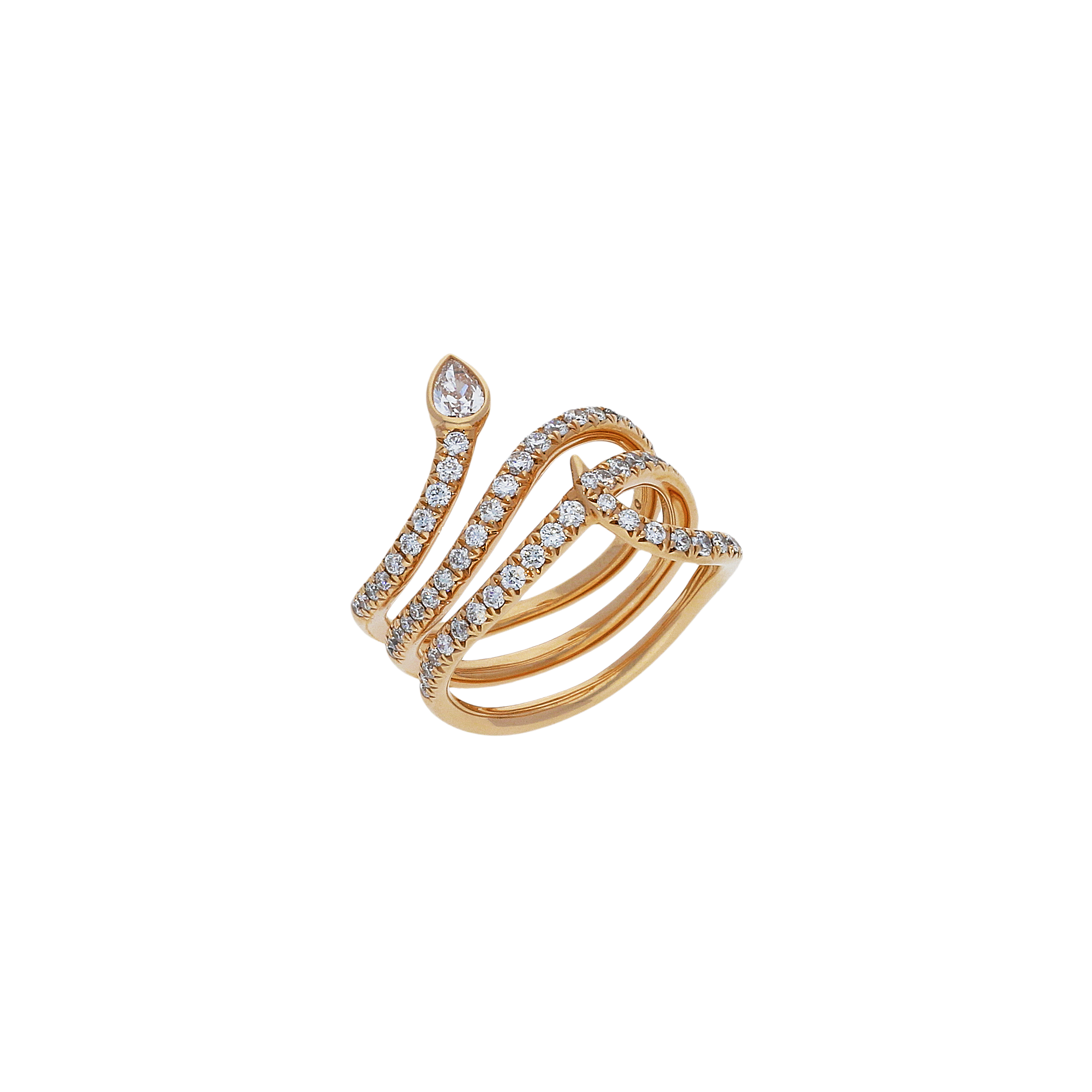 Bartorelli Italian Jewels | Serpente-Anello in oro rosa 18 carati e diamanti bianchi taglio brillante e taglio goccia - VR25061DP- (1)