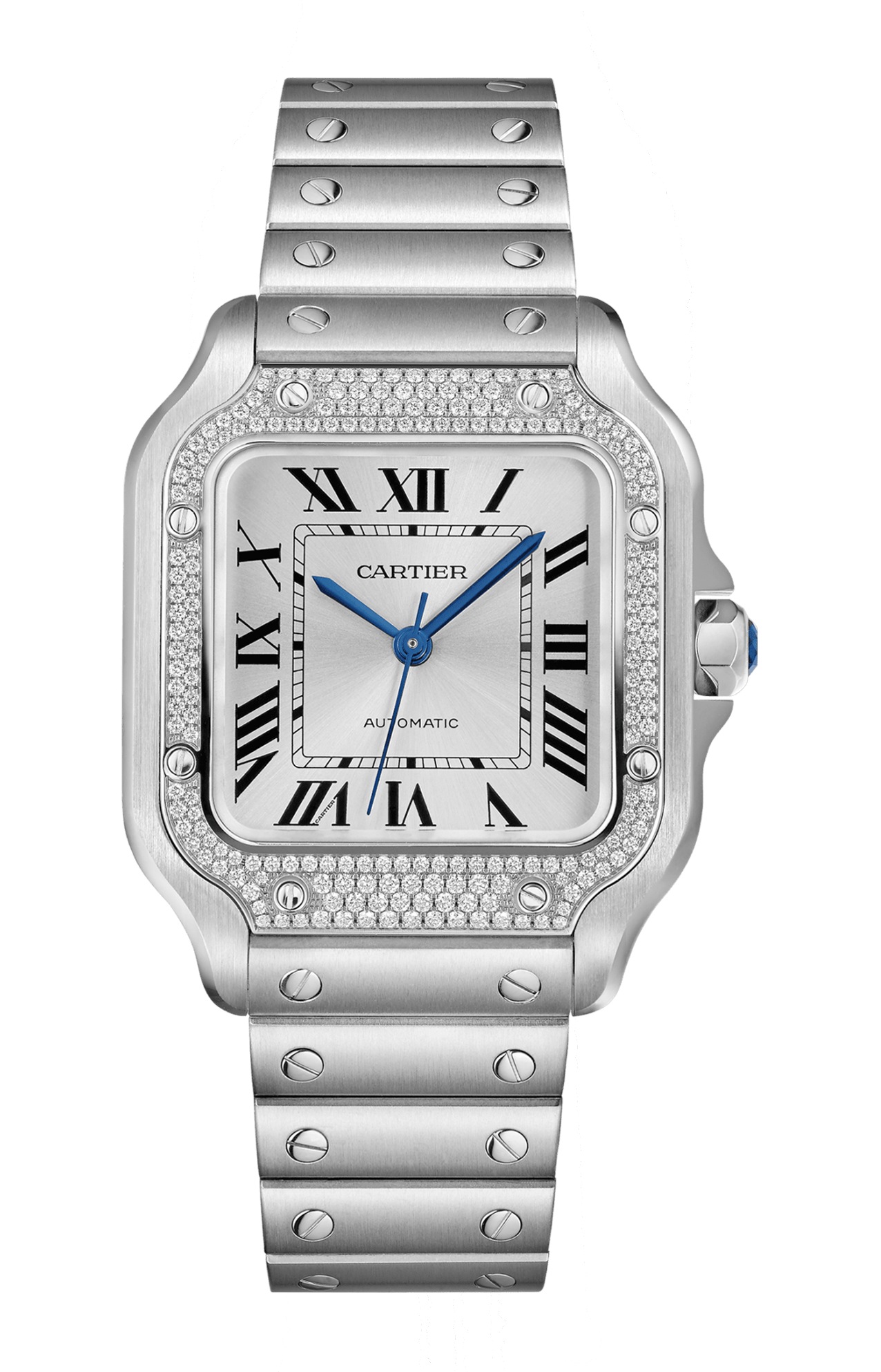 Cartier | SANTOS DE CARTIER, MODELLO MEDIO, ACCIAIO, DIAMANTI, AUTOMATICO - W4SA0005 (1)