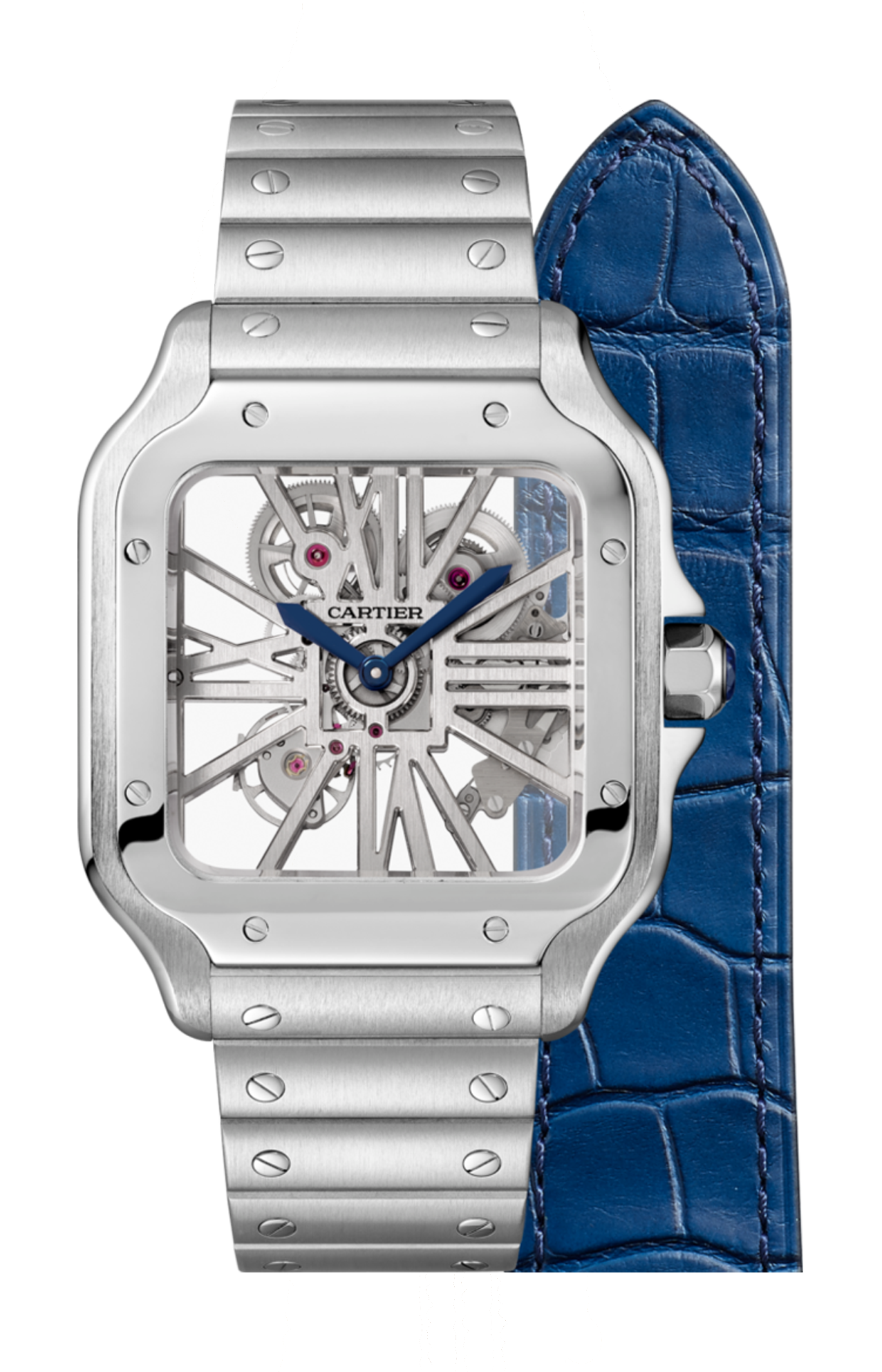 Cartier | SANTOS DE CARTIER, MODELLO GRANDE, SCHELETRATO, ACCIAIO, MANUALE - WHSA0015 (1)