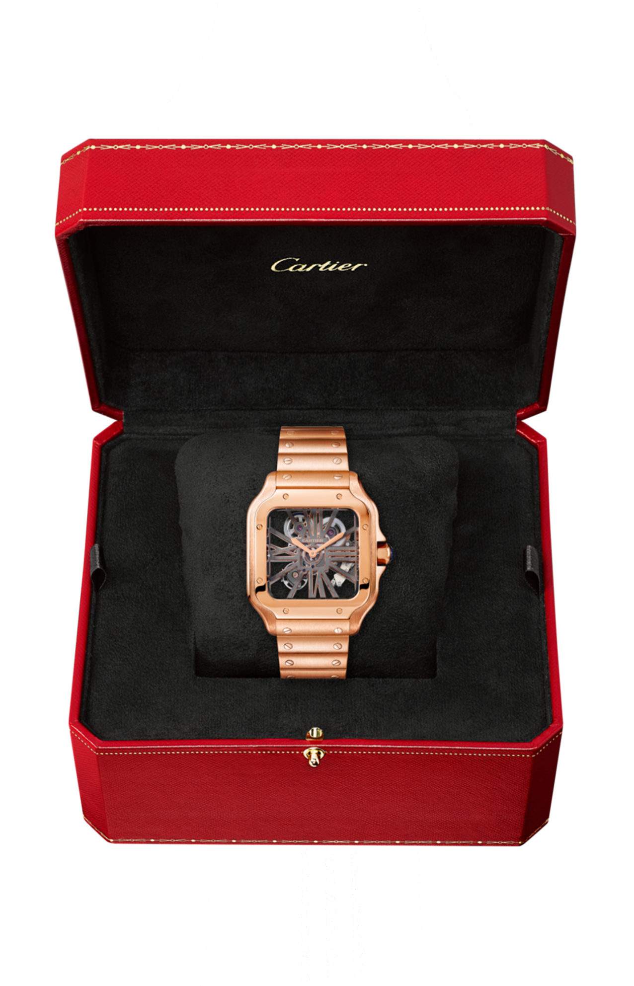 Cartier | SANTOS DE CARTIER, MODELLO GRANDE, SCHELETRATO, ORO ROSA, MANUALE - WHSA0016 (2)