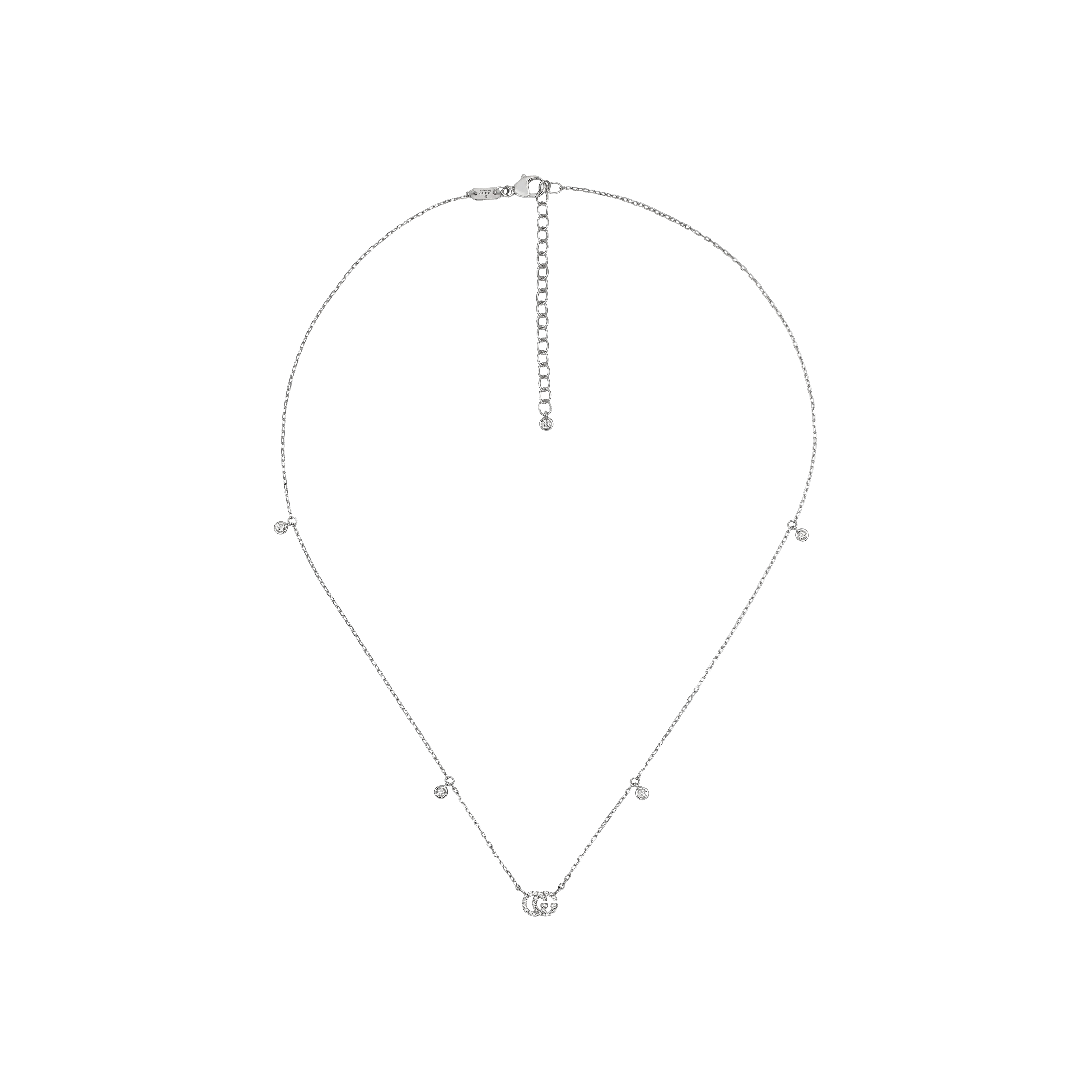 Gucci | COLLANA GG RUNNING IN ORO BIANCO CON DIAMANTI - YBB47923100100U - YBB47923100100U (1)