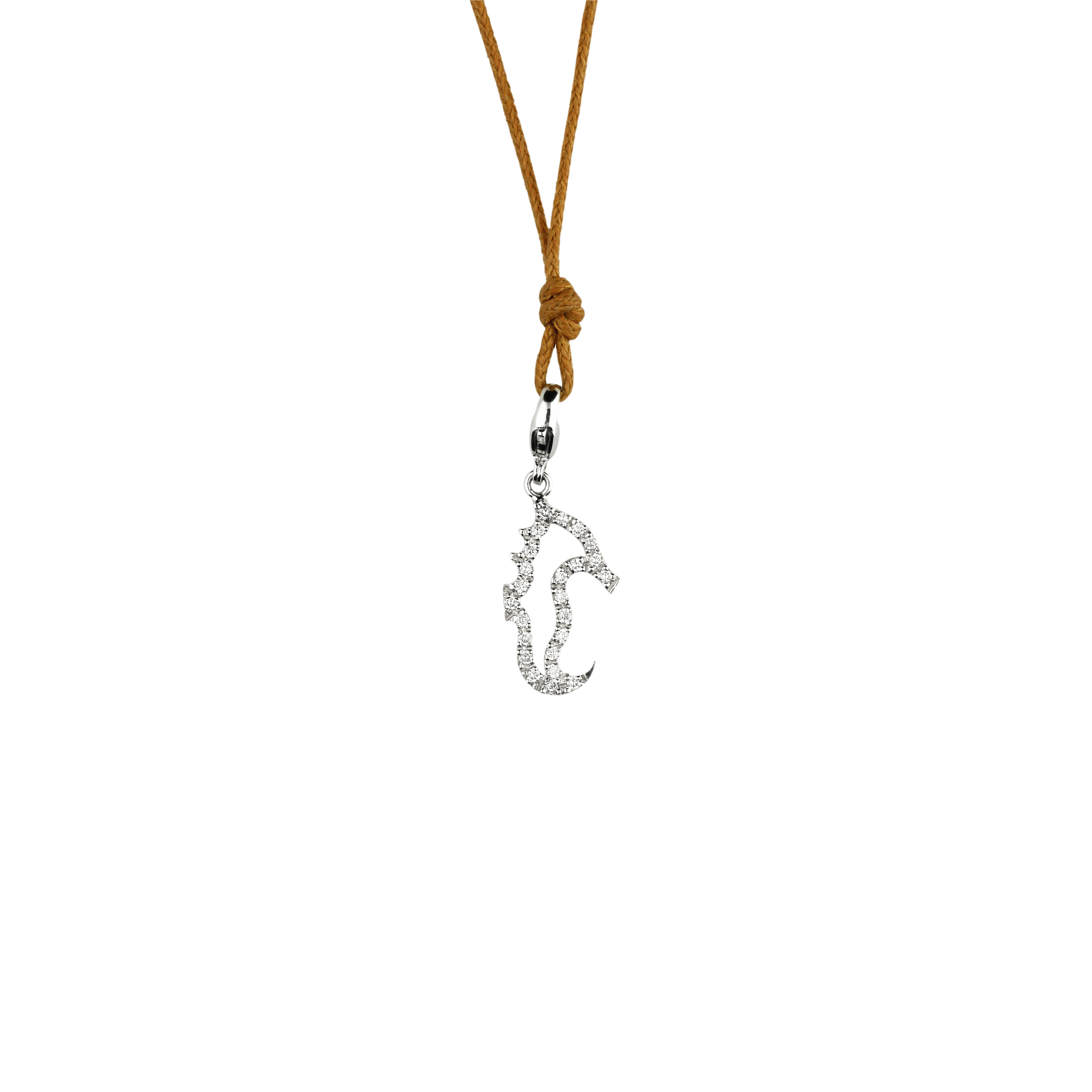 Bartorelli Italian Jewels | Cavalluccio Marino - Ciondolo in oro bianco e brillanti con cordino e chiusura in oro  bianco - ZCC0356 (1)