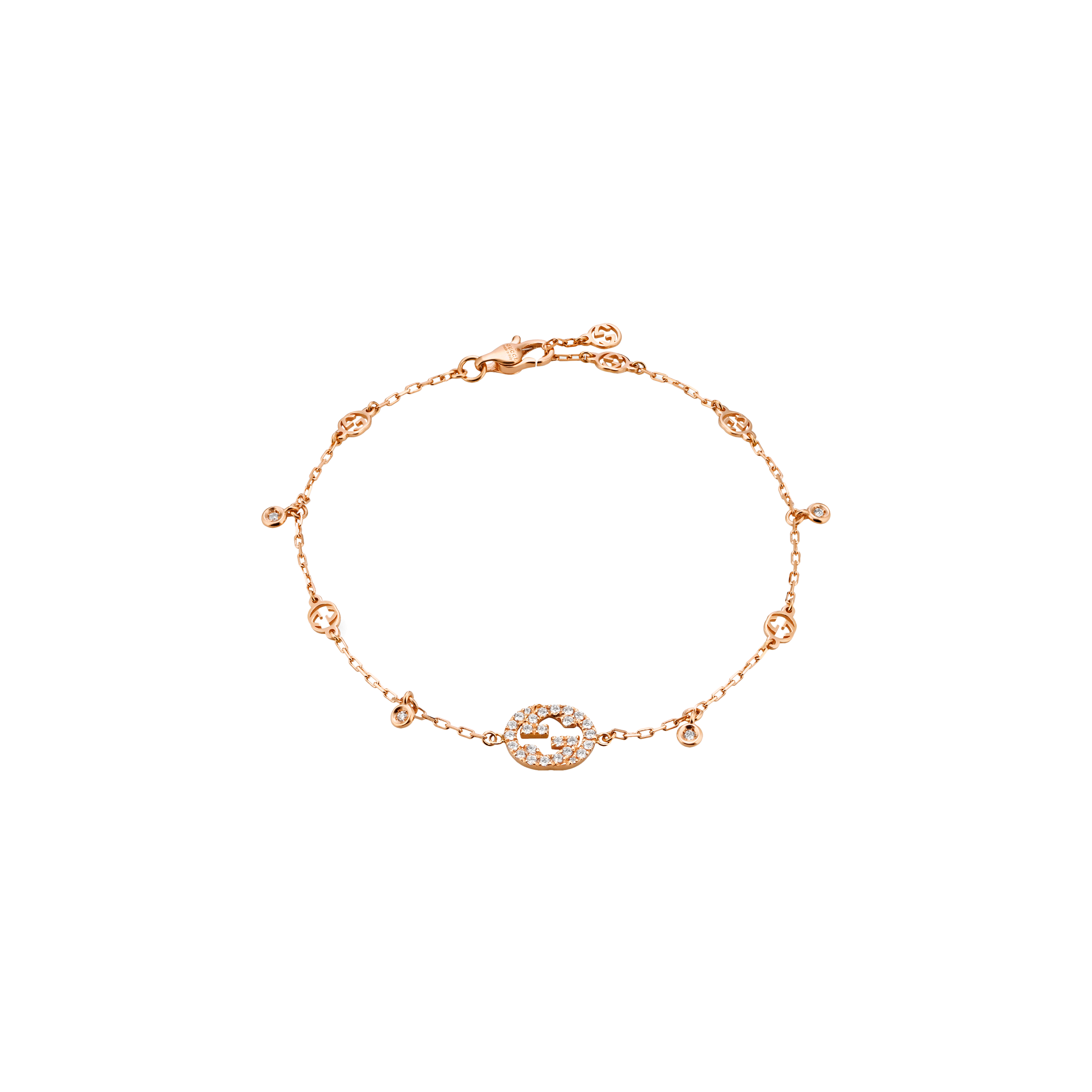Gucci | BRACCIALE GUCCI INTERLOCKING IN ORO ROSA E DIAMANTI - YBA729403001 (1)