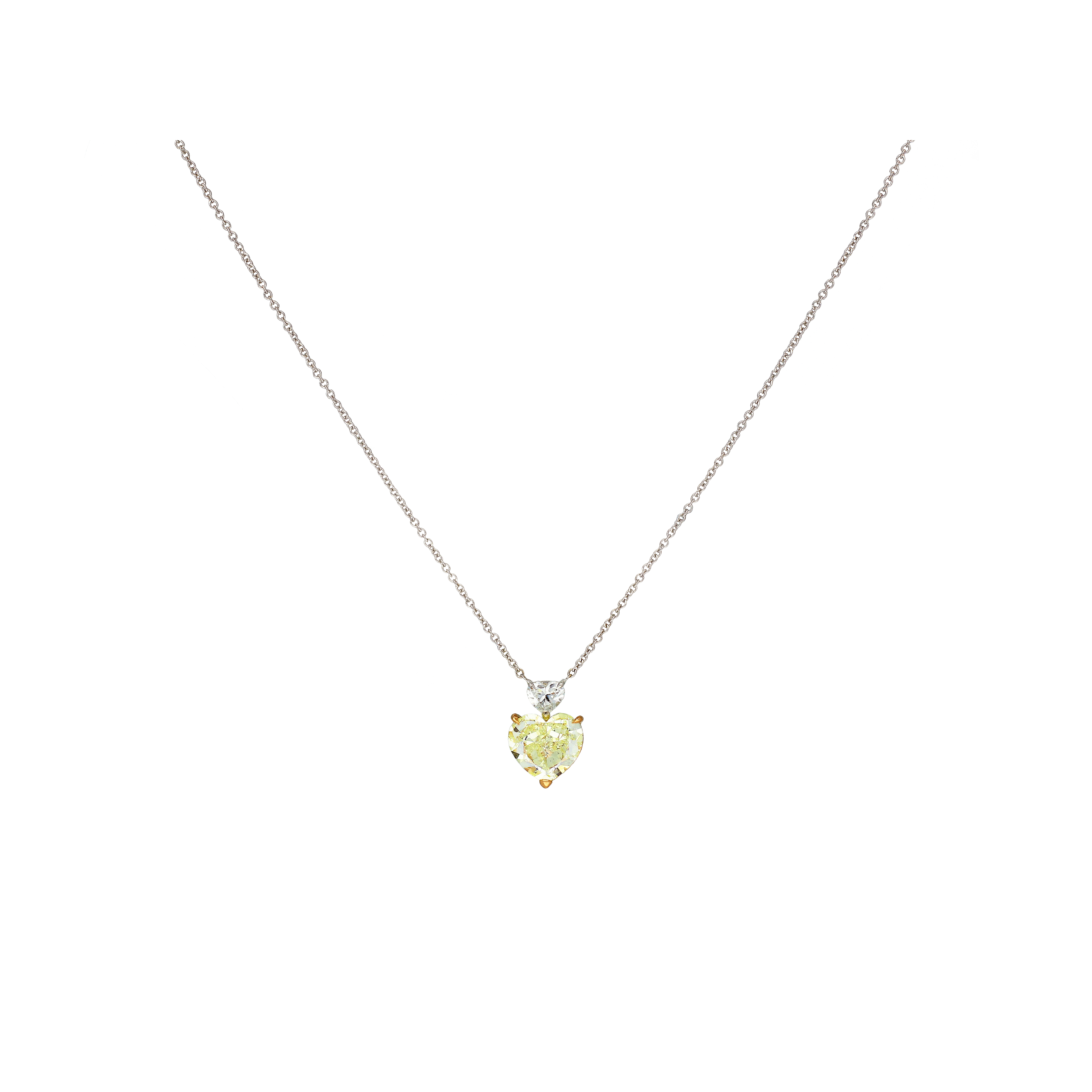 Bartorelli Italian Jewels | COLLANA IN ORO BIANCO CON DIAMANTE FANCY YELLOW TAGLIO CUORE E DIAMANTE BIANCO TAGLIO CUORE - F.339D (1)