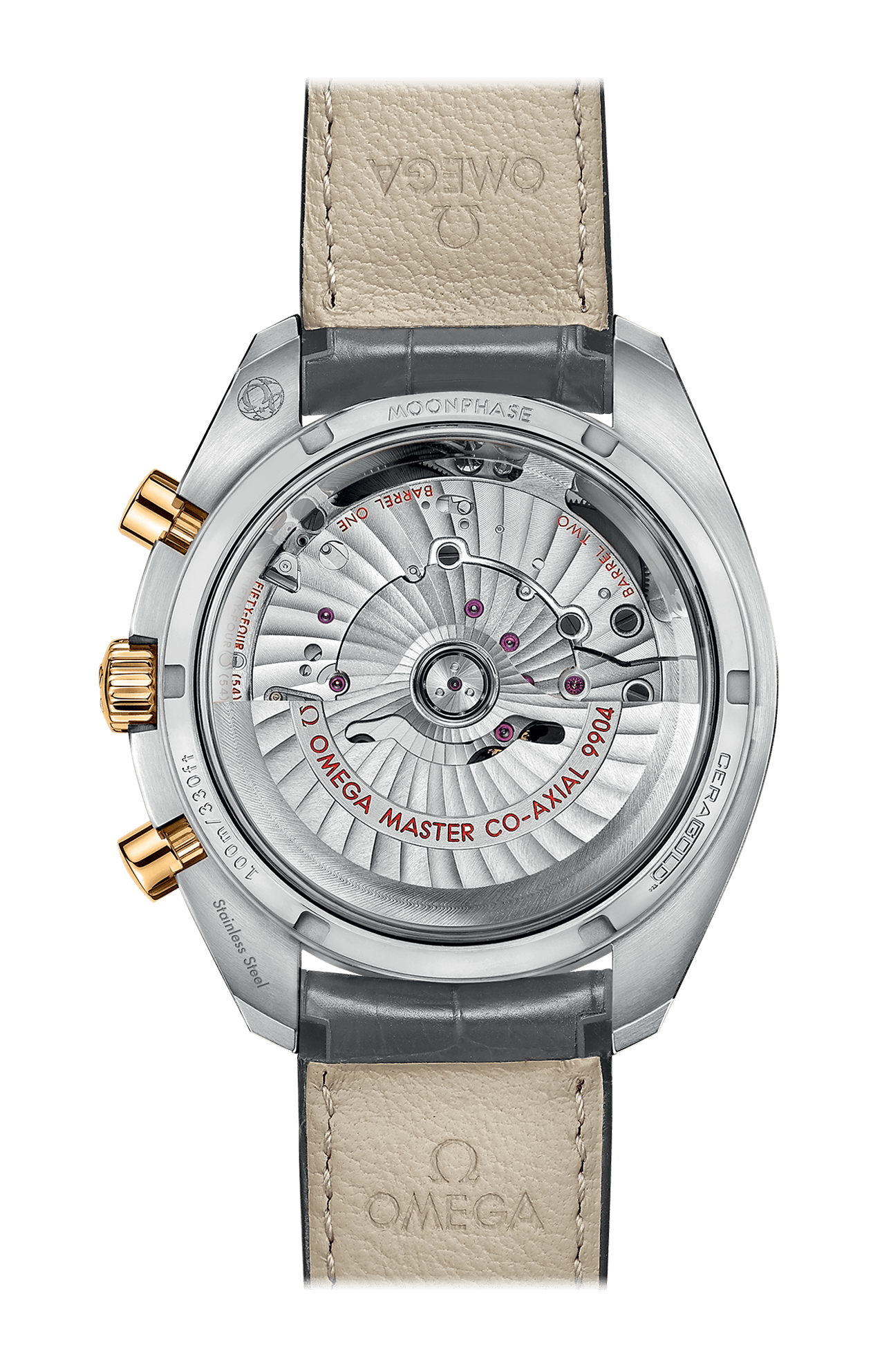 Omega | SPEEDMASTER FASI LUNARI 44,25 MM, ACCIAIO-ORO GIALLO SU PELLE - 304.23.44.52.06.001 (2)