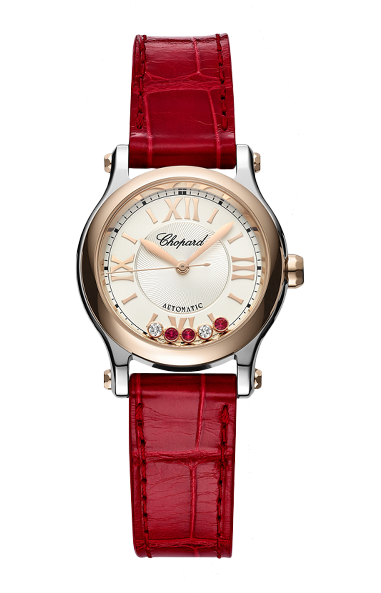 Chopard | HAPPY SPORT 30 MM, AUTOMATICO, ORO ROSA ETICO, LUCENT STEEL&trade;, DIAMANTI, RUBINI - 278573 (1)